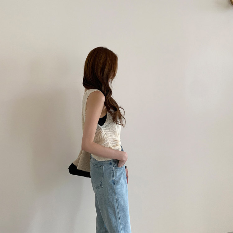 タンクトップ レディース 夏 ニット 薄手 ノースリーブ 韓国 Dazzle ダズル