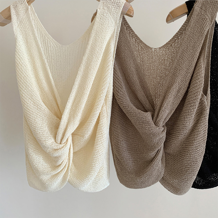 タンクトップ レディース 夏 ニット 薄手 ノースリーブ 韓国 Dazzle ダズル