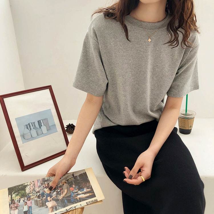 Tシャツ 半袖 5分袖 厚手 レディース 韓国 送料無料 ジョイフィール joyfeel