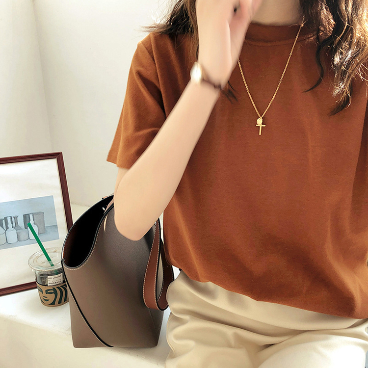 Tシャツ 半袖 5分袖 厚手 レディース 韓国 送料無料 ジョイフィール joyfeel