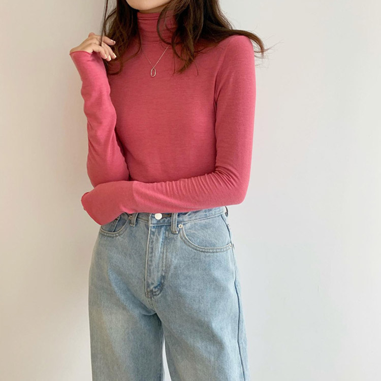 タートルネック トップス レディース 薄手 韓国 送料無料 ジョイフィール joyfeel