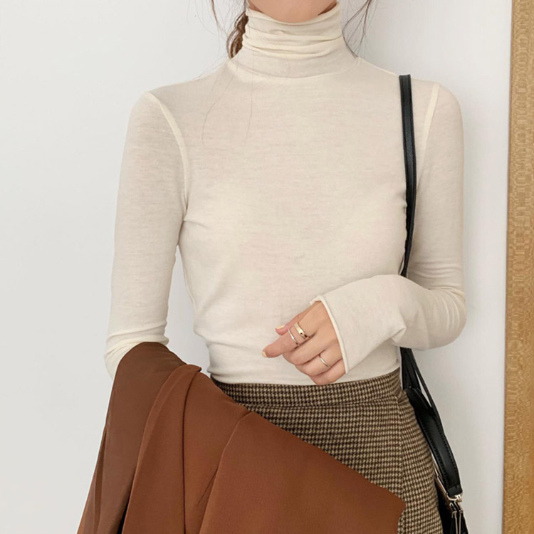 タートルネック トップス レディース 薄手 韓国 送料無料 ジョイフィール joyfeel