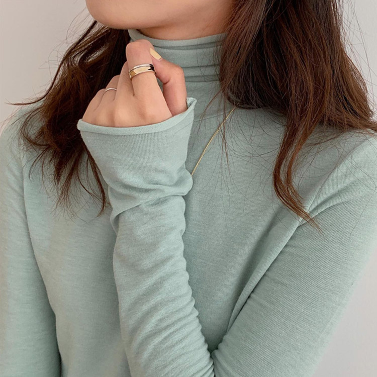 タートルネック トップス レディース 薄手 韓国 送料無料 ジョイフィール joyfeel