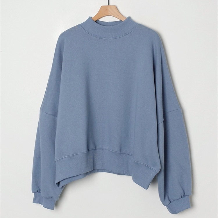 裏起毛 トレーナー レディース スウェット ハイネック トップス ショート丈 韓国 Dazzle ダズル