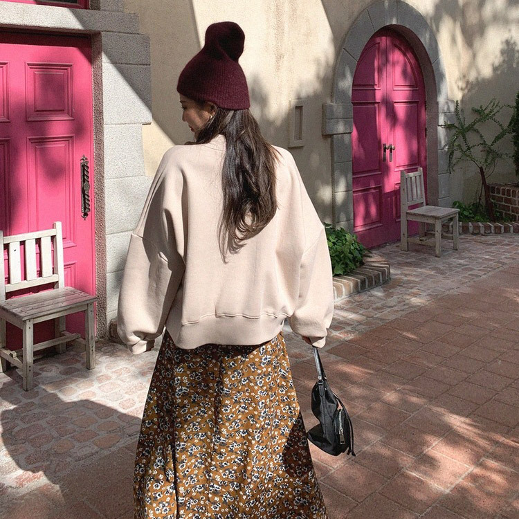 裏起毛 トレーナー レディース スウェット ハイネック トップス ショート丈 韓国 Dazzle ダズル