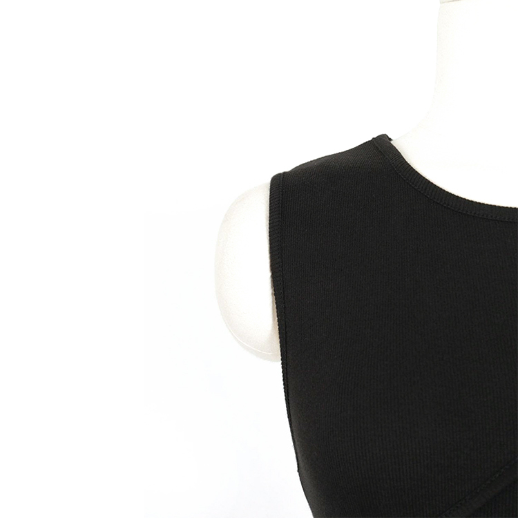 タンクトップ レディース ノースリーブ クルーネック アシンメトリー ノースリーブ 切り替え 無地 Dazzle ダズル