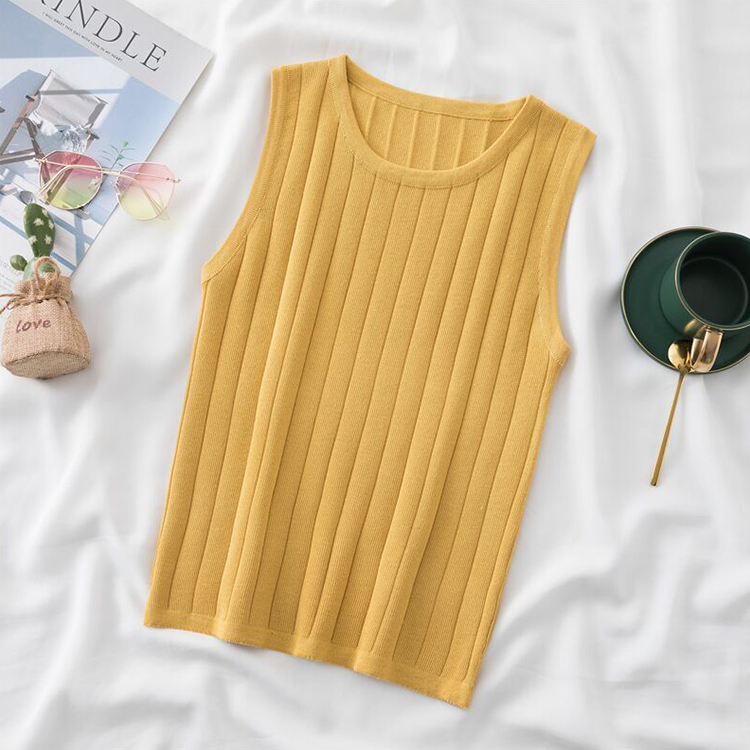 タンクトップ レディース ニット リブニット 太リブ クルーネック Dazzle ダズル