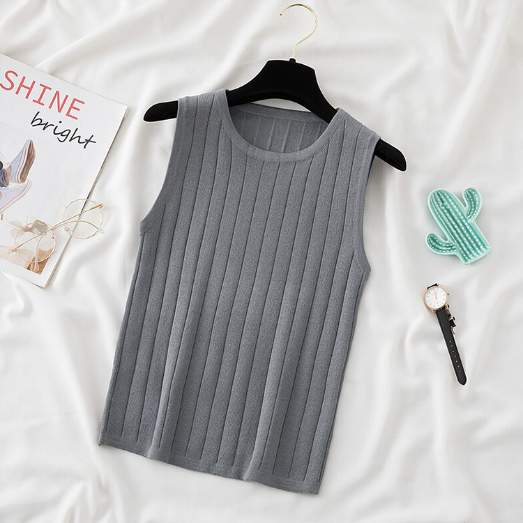 タンクトップ レディース ニット リブニット 太リブ クルーネック Dazzle ダズル