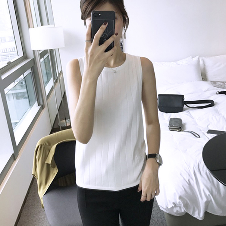 タンクトップ レディース ニット リブニット 太リブ クルーネック Dazzle ダズル