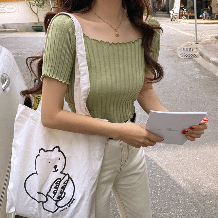 Tシャツ レディース スクエアネック 肩見せ 半袖 ショート丈 リブ オフショルダー Dazzle ダズル