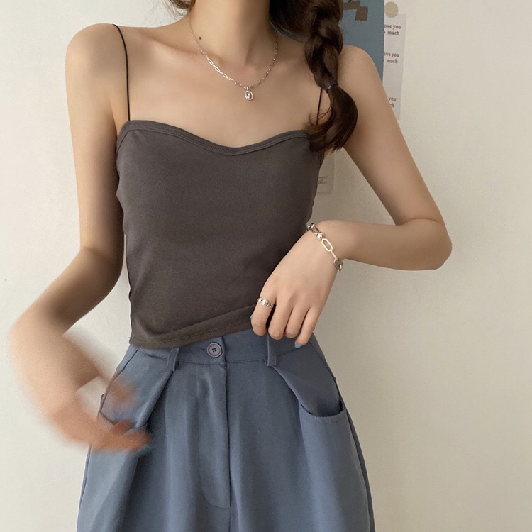 キャミソール レディース ベアトップ チューブトップ カップ付き 肩紐 インナー ショート丈 シンプル 無地 ジョイフィール joyfeel