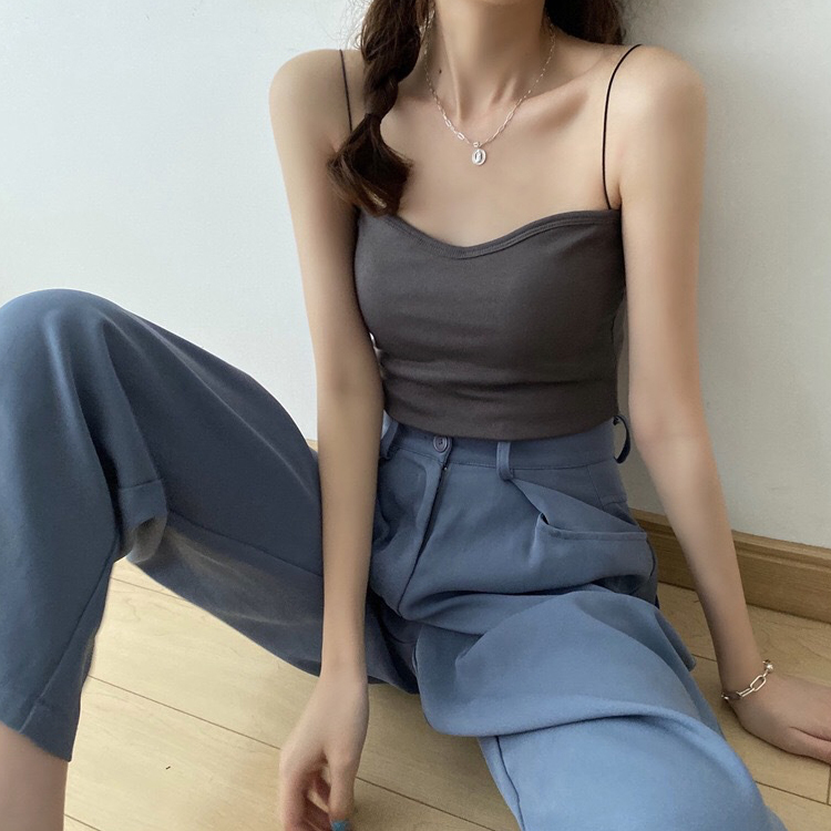 キャミソール レディース ベアトップ チューブトップ カップ付き 肩紐 インナー ショート丈 シンプル 無地 ジョイフィール joyfeel