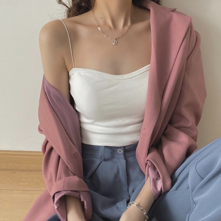 キャミソール レディース ベアトップ チューブトップ カップ付き 肩紐 インナー ショート丈 シンプル 無地 ジョイフィール joyfeel