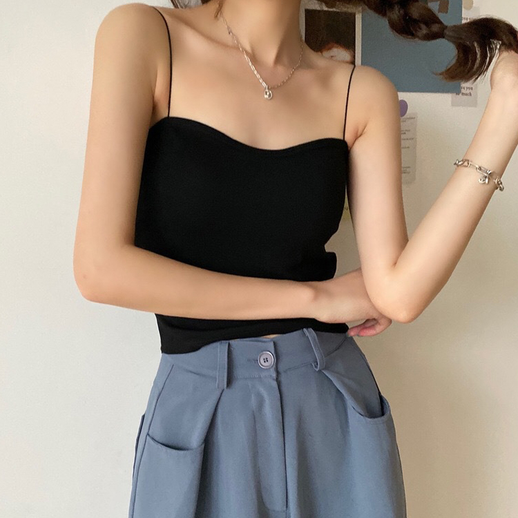 キャミソール レディース ベアトップ チューブトップ カップ付き 肩紐 インナー ショート丈 シンプル 無地 ジョイフィール joyfeel