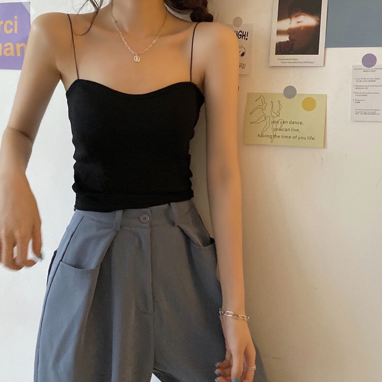 キャミソール レディース ベアトップ チューブトップ カップ付き 肩紐 インナー ショート丈 シンプル 無地 ジョイフィール joyfeel