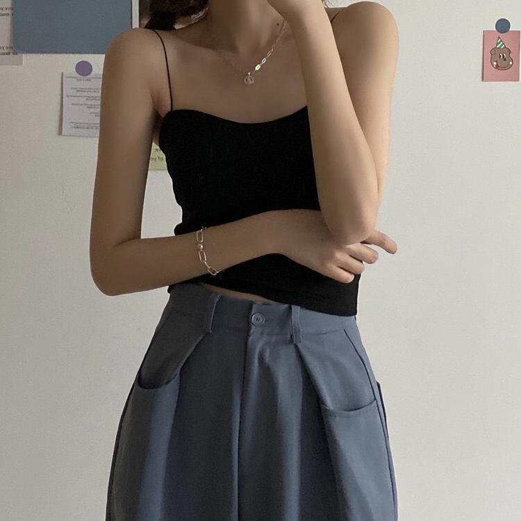 キャミソール レディース ベアトップ チューブトップ カップ付き 肩紐 インナー ショート丈 シンプル 無地 ジョイフィール joyfeel