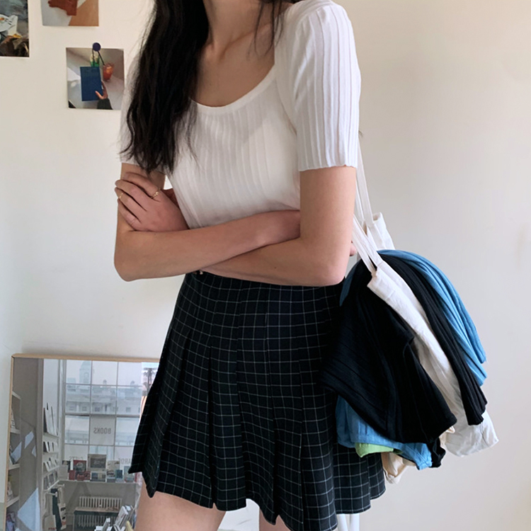 Tシャツ レディース 半袖 半袖Tシャツ リブ 夏 かわいい Uネック Dazzle ダズル