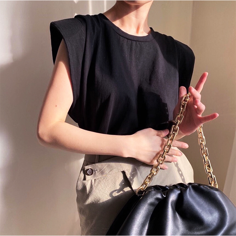 美品★ パワーショルダーハーフスリーブトップ キャップスリーブ パワーショルダー タンクトップ | レディース