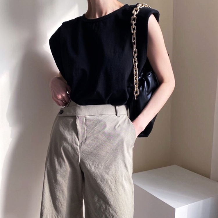 タンクトップ レディース パワーショルダー フレンチスリーブ Tシャツ キャップスリーブ トップス ノースリーブ おしゃれ ジョイフィール joyfeel