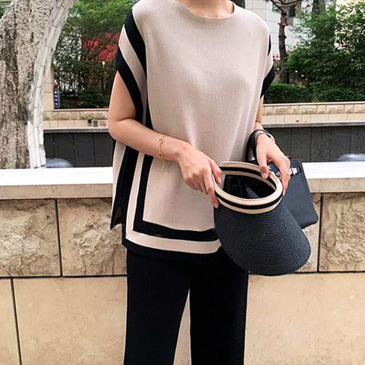 バイカラー 半袖 サマーニット セットアップ | レディース