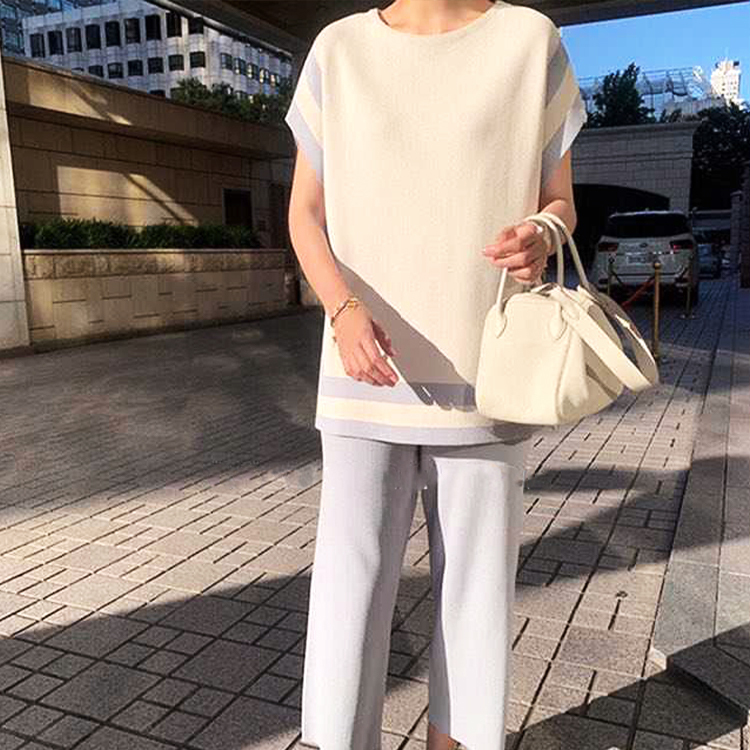 サマーニット セットアップ レディース 半袖 韓国 送料無料 Dazzle ダズル