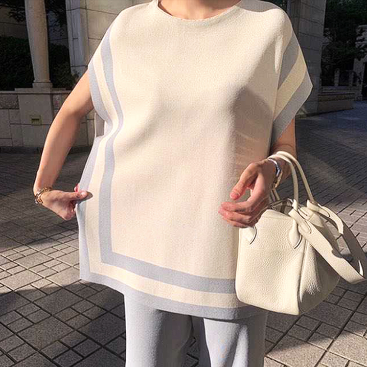 バイカラー 半袖 サマーニット セットアップ | レディース