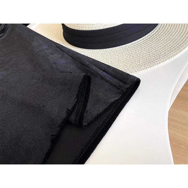 トップス レディース ベロア 長袖 秋冬 秋 冬 きれいめ ブラック 黒 スクエアネック パフスリーブ カットソー エレガント Dzzle ダズル