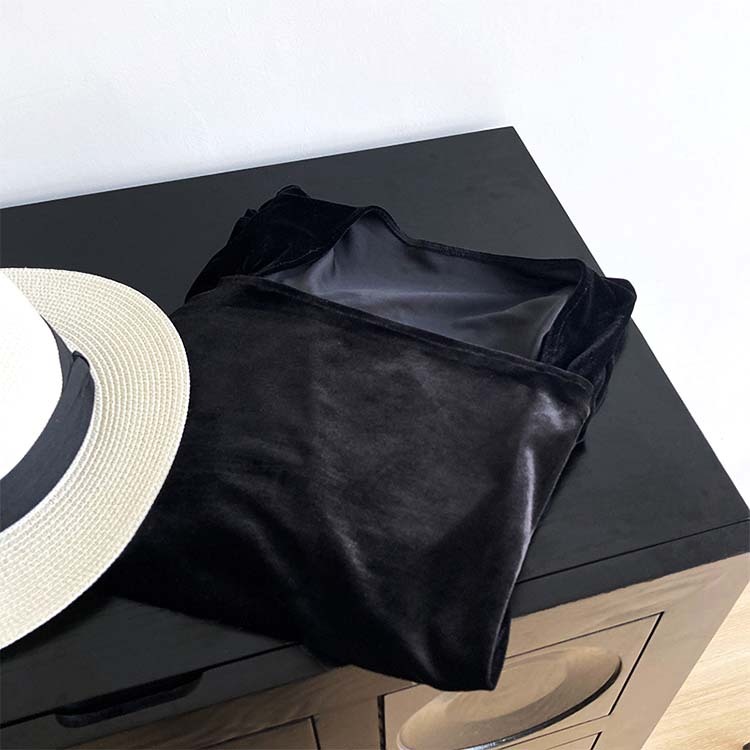 トップス レディース ベロア 長袖 秋冬 秋 冬 きれいめ ブラック 黒 スクエアネック パフスリーブ カットソー エレガント Dzzle ダズル