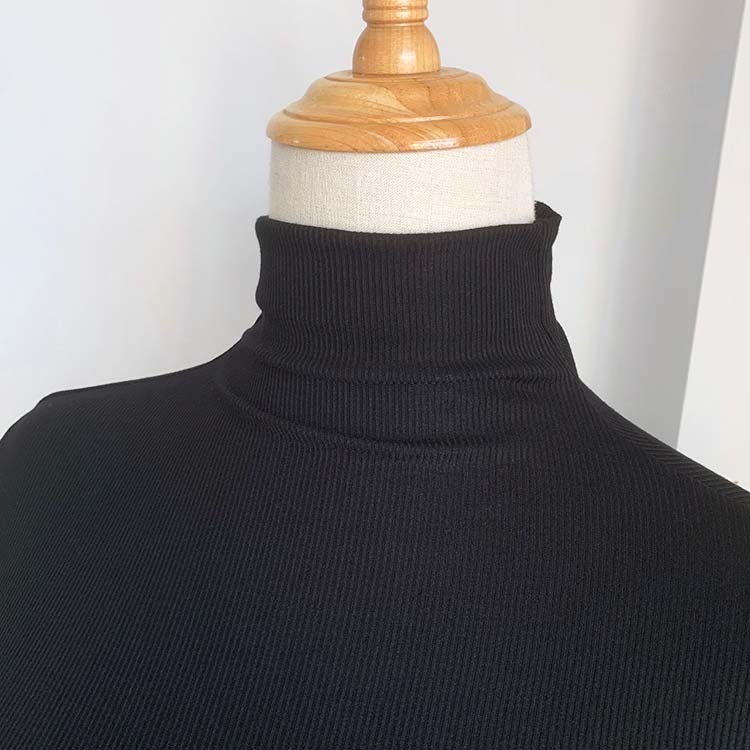 ハイネック トップス レディース 無地 Tシャツ 長袖 薄手 シンプル 定番 リブ ホワイト ブラック グリーン 青 秋 春 Dazzle ダズル