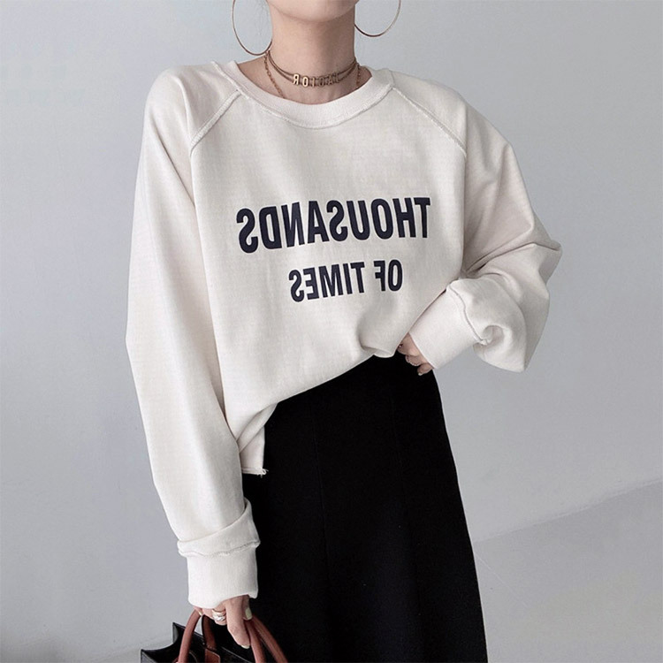 トレーナーレディース ウェット トップス リバーシブル アルファベット プリント ボーター ラグランスリーブ おしゃれ Dazzle ダズル