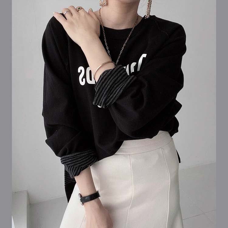 トレーナーレディース ウェット トップス リバーシブル アルファベット プリント ボーター ラグランスリーブ おしゃれ Dazzle ダズル