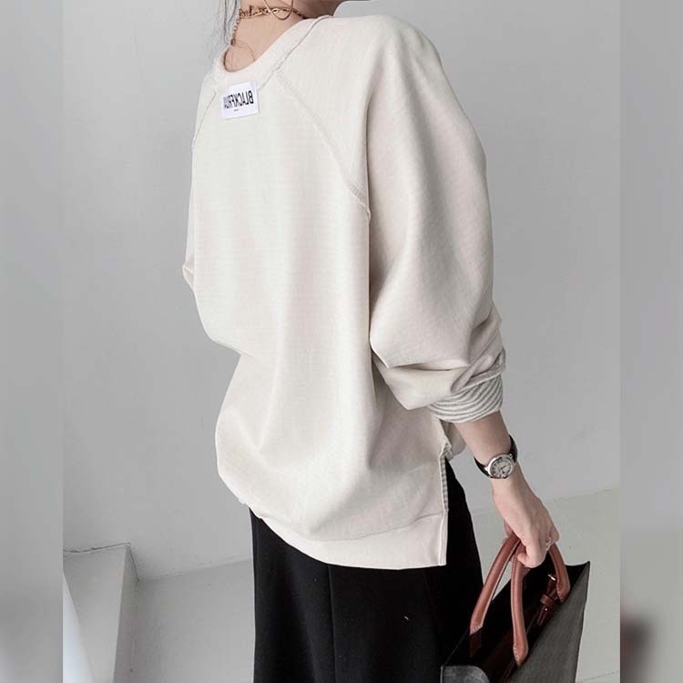 トレーナーレディース ウェット トップス リバーシブル アルファベット プリント ボーター ラグランスリーブ おしゃれ Dazzle ダズル