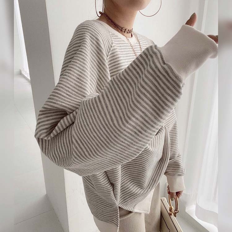 トレーナーレディース ウェット トップス リバーシブル アルファベット プリント ボーター ラグランスリーブ おしゃれ Dazzle ダズル