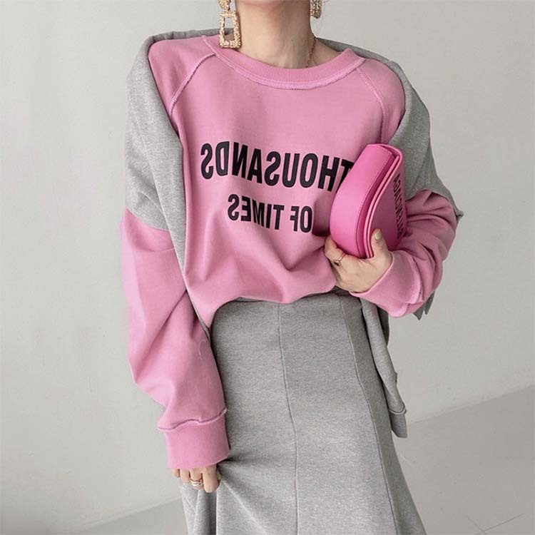 トレーナーレディース ウェット トップス リバーシブル アルファベット プリント ボーター ラグランスリーブ おしゃれ Dazzle ダズル