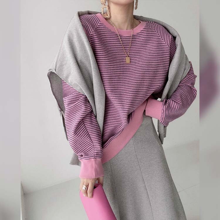 トレーナーレディース ウェット トップス リバーシブル アルファベット プリント ボーター ラグランスリーブ おしゃれ Dazzle ダズル