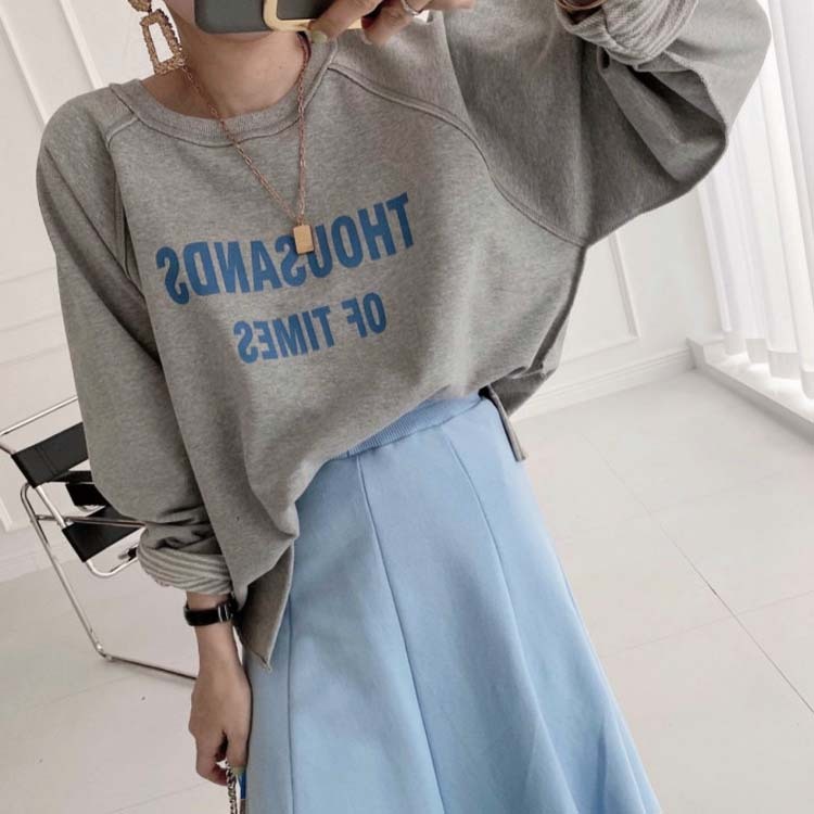 トレーナーレディース ウェット トップス リバーシブル アルファベット プリント ボーター ラグランスリーブ おしゃれ Dazzle ダズル