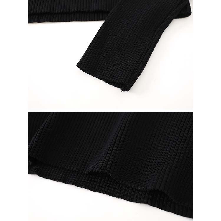 ニットレディース トップス ショート丈 長袖 デコルテ見せ フィット エレガント オフィス OL おしゃれ Dazzle ダズル