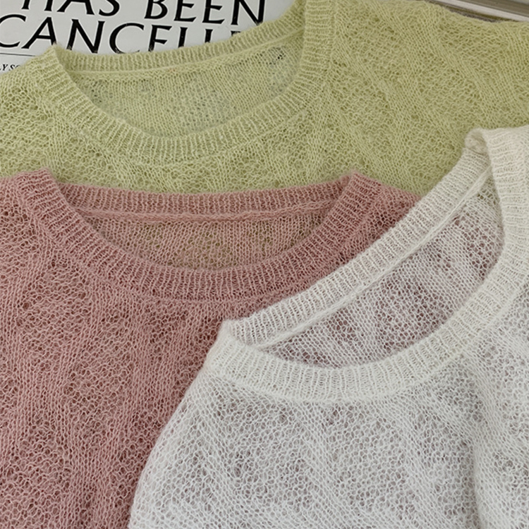 ニット レディース シースルー トップス 長袖 シアーニット ゆったり クルーネック おしゃれ 春ニット 春 オーバーサイズ セーター ローゲージ  ジョイフィール joyfeel