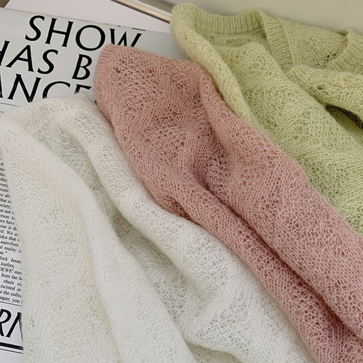 ニット レディース シースルー トップス 長袖 シアーニット ゆったり クルーネック おしゃれ 春ニット 春 オーバーサイズ セーター ローゲージ  ジョイフィール joyfeel