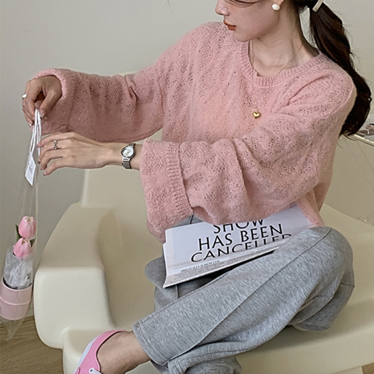 ニット レディース シースルー トップス 長袖 シアーニット ゆったり クルーネック おしゃれ 春ニット 春 オーバーサイズ セーター ローゲージ  ジョイフィール joyfeel