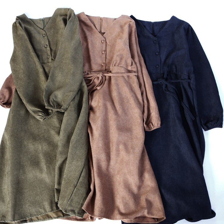 ボタン スエード ワンピース 膝丈 Joyfeel ジョイフィール