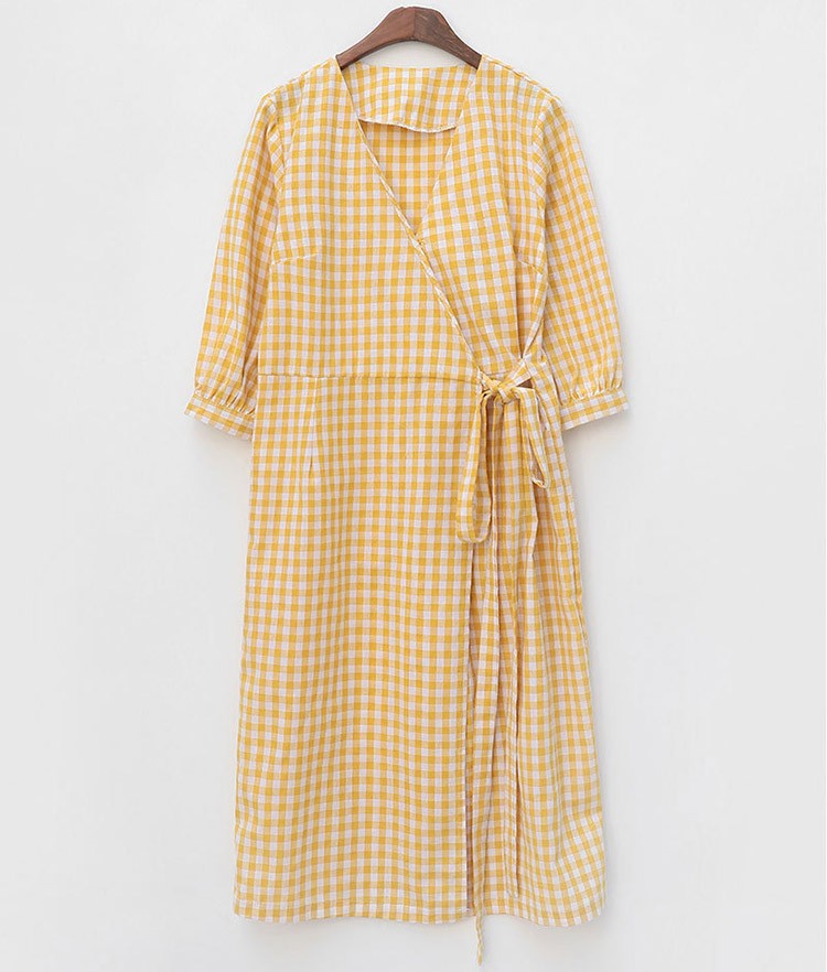 チェックワンピース ギンガムチェック 膝丈 レディース 韓国ファッション Dazzle ダズル