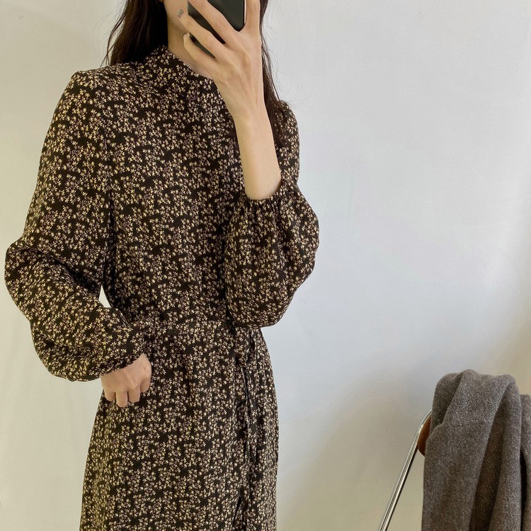 ワンピース 長袖 レディース ハイネック ロングワンピース 韓国 送料無料 ジョイフィール joyfeel