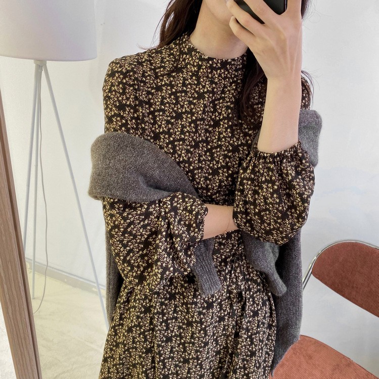 ワンピース 長袖 レディース ハイネック ロングワンピース 韓国 送料無料 ジョイフィール joyfeel