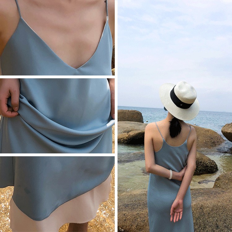 ロングワンピース サテン レディース キャミソール ワンピース 韓国 送料無料 ジョイフィール joyfeel