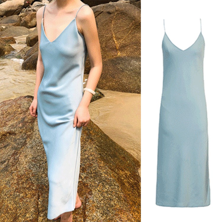 ロングワンピース サテン レディース キャミソール ワンピース 韓国 送料無料 ジョイフィール joyfeel