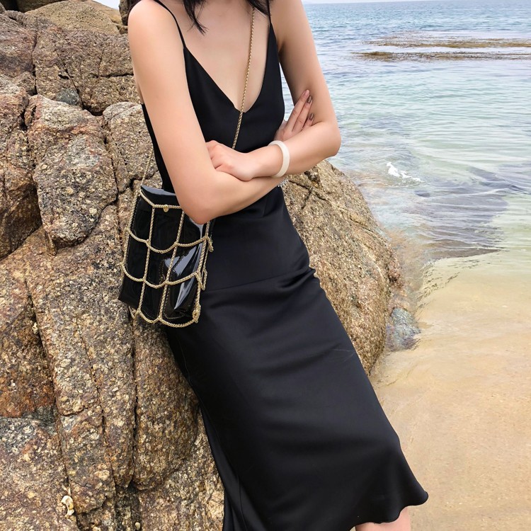 ロングワンピース サテン レディース キャミソール ワンピース 韓国 送料無料 ジョイフィール joyfeel