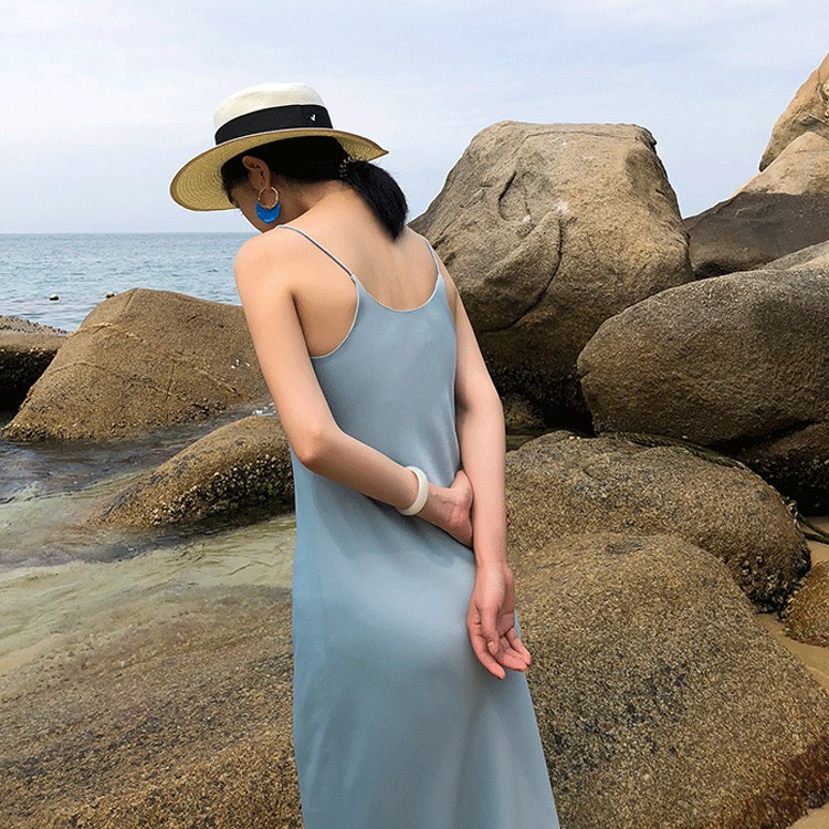 ロングワンピース サテン レディース キャミソール ワンピース 韓国 送料無料 ジョイフィール joyfeel