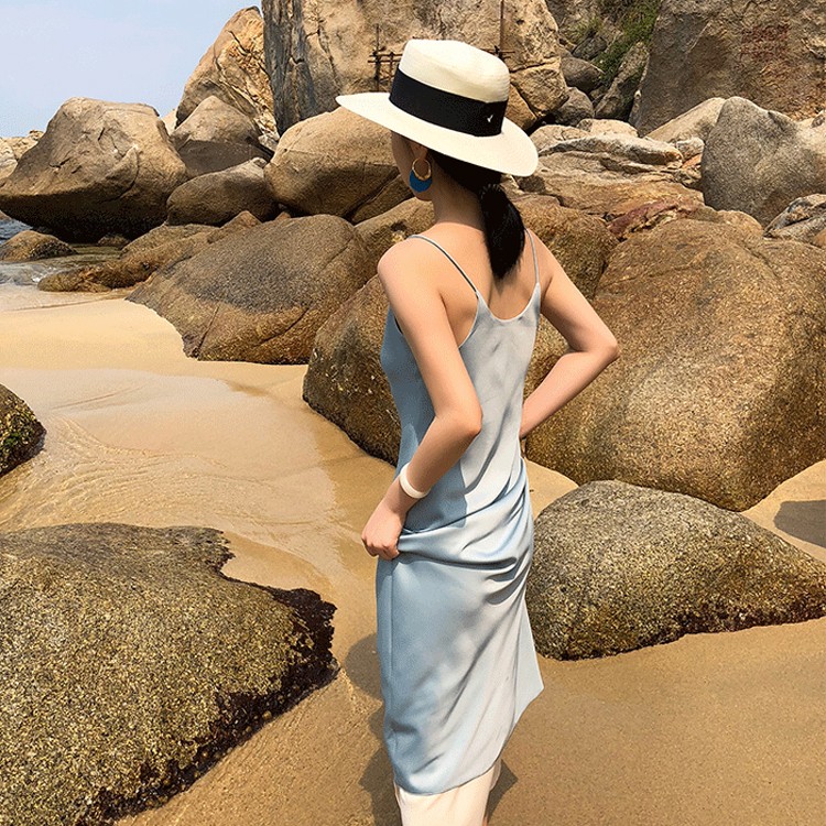 ロングワンピース サテン レディース キャミソール ワンピース 韓国 送料無料 ジョイフィール joyfeel