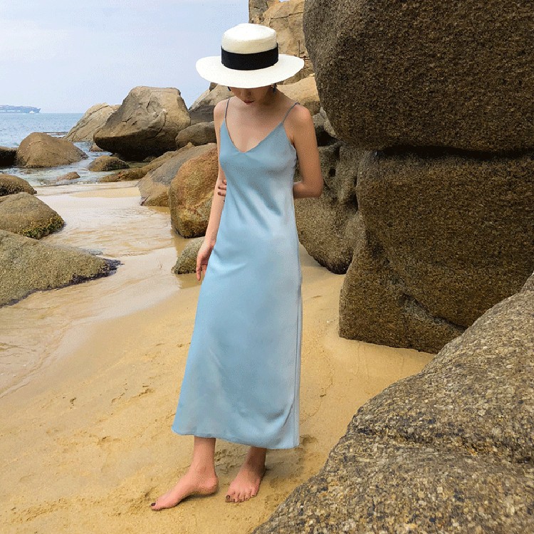 ロングワンピース サテン レディース キャミソール ワンピース 韓国 送料無料 ジョイフィール joyfeel